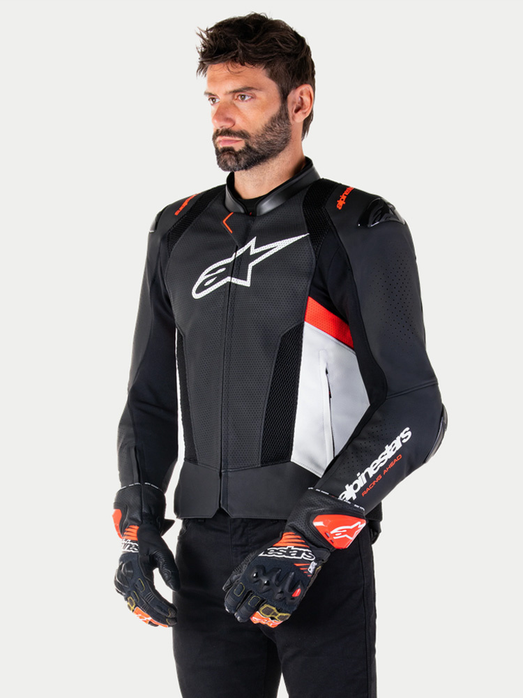 Kurtka motocyklowa skórzana Alpinestars Missile V3 Air czarno-biało-czerwona