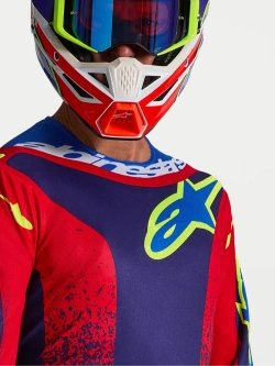 Bluza cross dziecięca Alpinestars MX Fluid Drag niebiesko-czerwono-biała