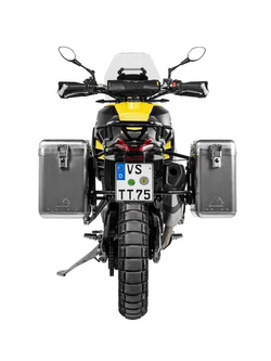 Zestaw: kufry boczne srebrne Zega Mundo + stelaże czarne Touratech Aprilia Tuareg 660 (21-) [poj.: 31+38l]