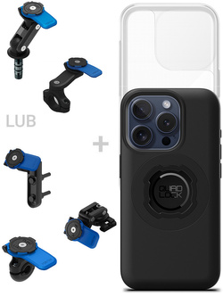 Zestaw na motocykl: etui MAG na telefon iPhone 15 Pro (magnetyczne) + wodoodporny pokrowiec MAG + mocowanie Quad Lock
