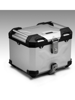 Zestaw: kufer centralny srebrny TRAX ADV + stelaż Adventure-rack SW-Motech TRIUMPH Tiger 1200 XCa / XCx/ XR / XRt / XRx (17-) [pojemność 38 L]