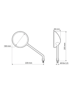 Lusterka Lampa Opal Chrom mocowane na kierownicy [para; prawy gwint M10x1,25]
