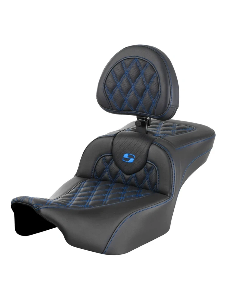 Kanapa motocyklowa dla kierowcy i pasażera z oparciem Saddlemen Roadsofa LS Extended Reach Harley Davidson Road Glide/ Street Glide (wybrane modele) (23-) czarno-niebieska