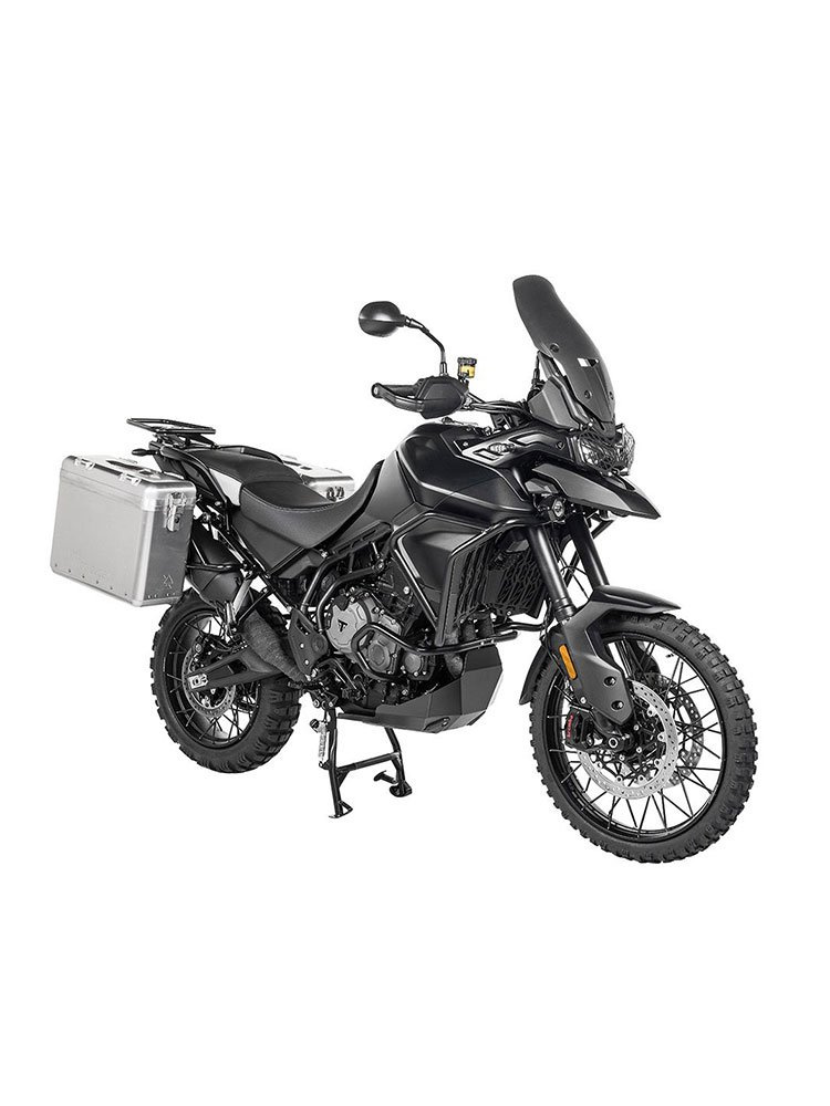 Zestaw: kufry boczne srebrne Zega Mundo + stelaże czarne Touratech Triumph Tiger 900 Rally / Pro / GT / GT Pro (19-) (31+38L)