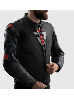 Kurtka motocyklowa skórzana Rebelhorn Vandal 2 czarno-szaro-czerwona