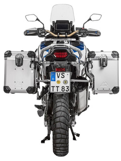 Zestaw: kufry boczne z anodowanego aluminium srebrne Zega Evo X + stelaże srebne Touratech Honda CRF1100L Africa Twin (22-)/ Adventure Sports (2 x 45L)