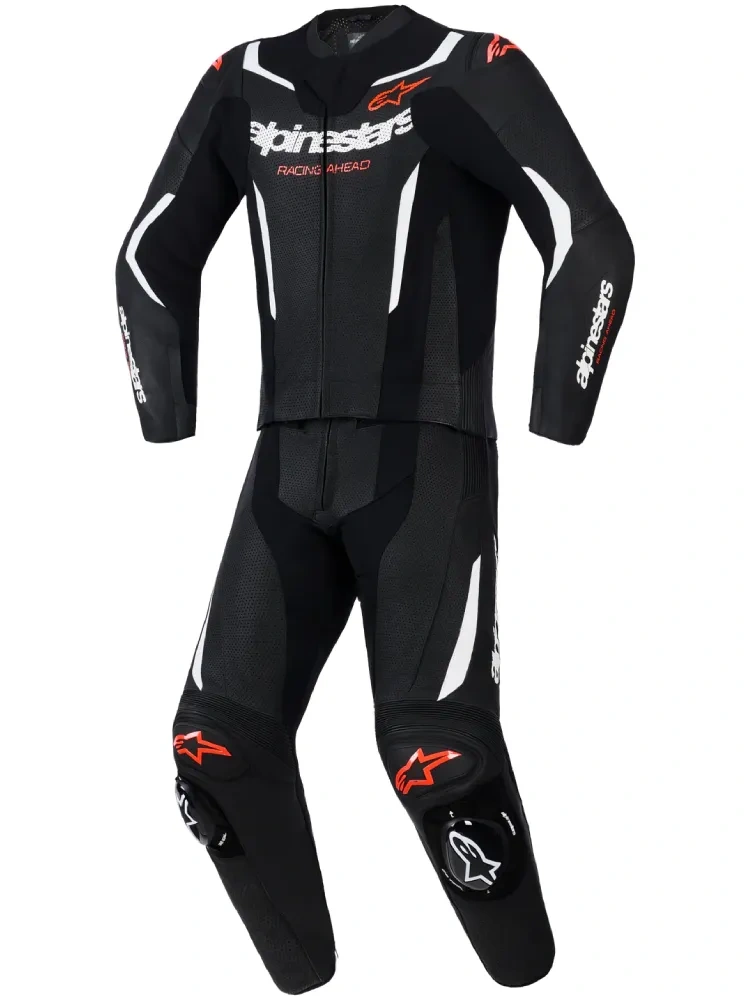 Kombinezon motocyklowy skórzany dwuczęściowy Alpinestars GP Force V2 czarno-biało-czerowny