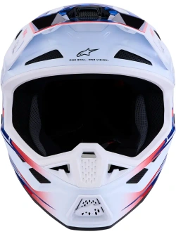 Kask enduro Alpinestars SM7 Blaster biało-niebiesko-czerwony połysk