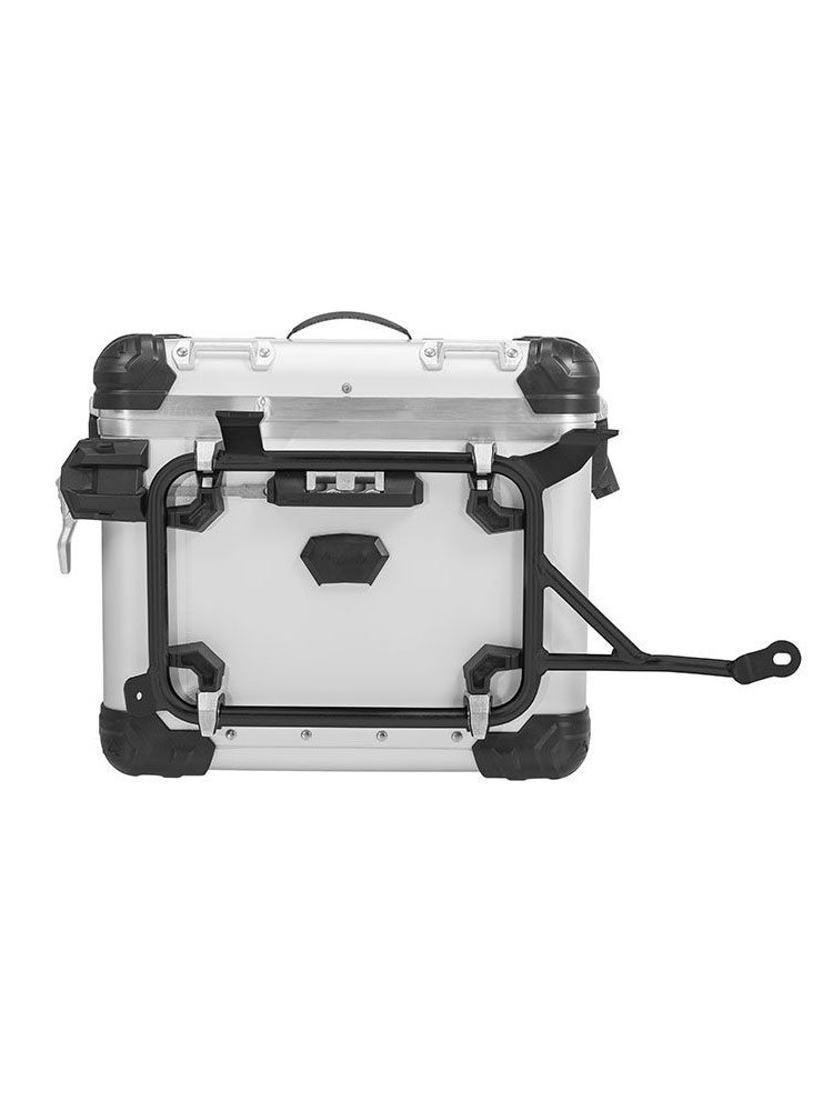 Zestaw: kufry boczne z anodowanego aluminium srebrne "And-S" Zega Evo + stelaże czarne Touratech BMW R1250GS/ R1250GS Adventure/ R1200GS (13-21)/ R1200GS Adventure (14-21) (38+45L)
