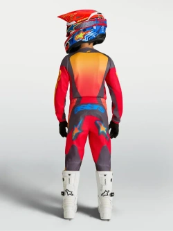 Spodnie cross dziecięce Alpinestars MX Fluid Hunt czerwono-szaro-pomarańczowe