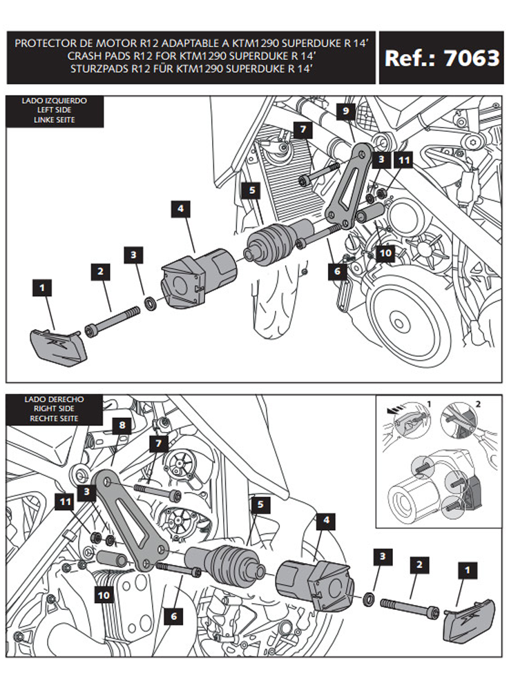 Crash pady PUIG do KTM 1290 Superduke R (14-19), 1290 Superduke GT (16-) (czarne)