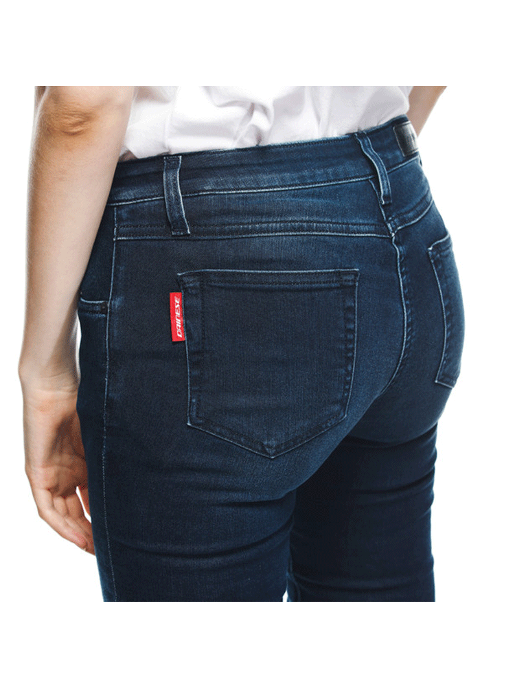 Jeansy motocyklowe damskie Dainese Denim Brushed Skinny Tex niebieskie