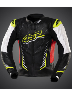 Kurtka motocyklowa skórzana 4SR Club Sport Neon AR czarno-biało-neonowa