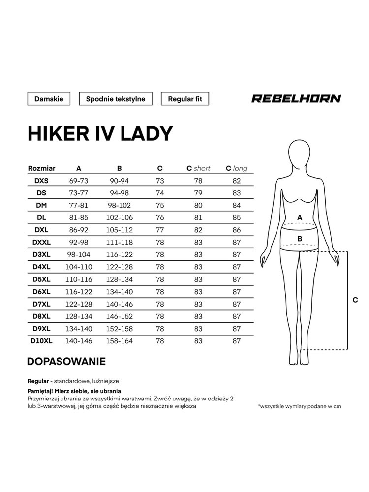 Spodnie motocyklowe damskie tekstylne Rebelhorn Hiker IV czarne