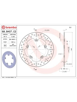 Tarcza Hamulcowa Brembo Serie Oro Fixed Prime Line Yamaha X-Max 125/ 250 (05-)/ T-Max 500 (01-11)/ FZ8 (10-13, 15-)/ Majesty 400 (04-12) [śr. 267 mm]