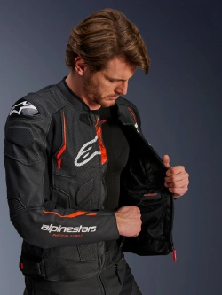 Kurtka motocyklowa skórzana Alpinestars Dusk Airflow czarno-czerwona