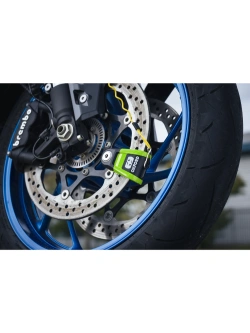 Blokada tarczy hamulcowej Disc Lock Oxford Quartz XA10 z alarmem, czarno-zielona [trzpień: 10 mm]