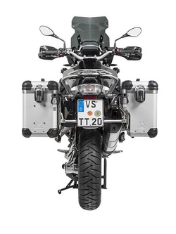 Zestaw: kufry boczne z anodowanego aluminium srebrne Zega Evo X + stelaże srebne Touratech BMW R1250GS/Adventure/ R1200GS (13-21)/ R1200GS Adventure (14-21) (2 x 38L)