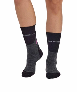 Skarpety termoaktywne damskie Brubeck Trekking Merino szaro-różowe