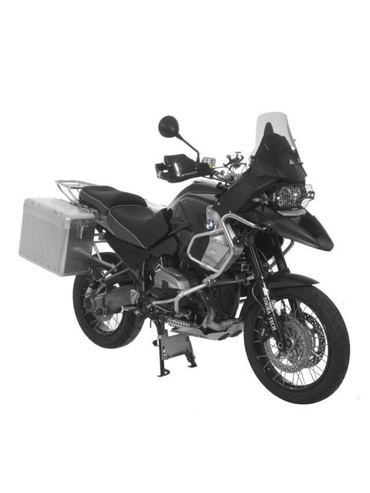 Zestaw: kufry boczne srebrne Zega Mundo + stelaże srebrne Touratech BMW R1200GS/Adventure (31+38L)