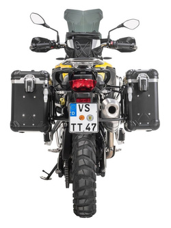 Zestaw: kufry boczne z anodowanego aluminium czarne "And-Black" Zega Evo + stelaże czarne Touratech BMW F850GS/ Adventure/ F750GS/ F900GS Adventure/ F800GS (24-) (31+38L)