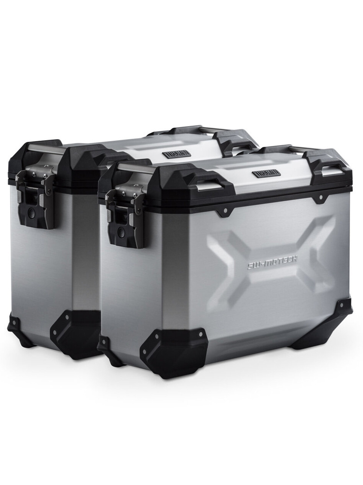 Zestaw: kufry boczne + stelaże PRO TRAX ADV SW-MOTECH 45/37 do motocykla Kawasaki KLR 650 / S (22-) (pojemność 37 i 45 L) srebrne