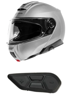 Zestaw: kask szczękowy Schuberth C5 srebrny połysk + dedykowany interkom motocyklowy