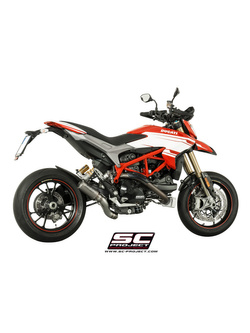 Tłumik SC-Project, CR-T Titanium (Slip On) z rurą łączącą 2-1 do likwidacji zaworu - Ducati Hypermotard 821 [13-16]