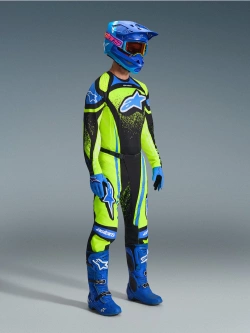 Spodnie cross Alpinestars MX Techstar Nomur czarno-niebieskie-fluo