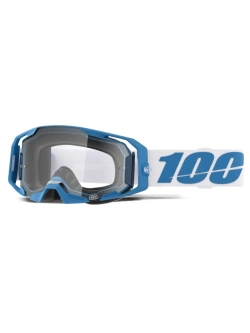 Gogle motocyklowe 100% ARmatic z przeźroczystą szybką biało-niebieskie