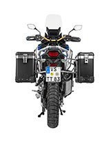 Zestaw: kufry boczne z anodowanego aluminium czarne Zega Pro + stelaże srebrne Touratech Honda CRF1100L Africa Twin (22-)/ Adventure Sports (31+38L)