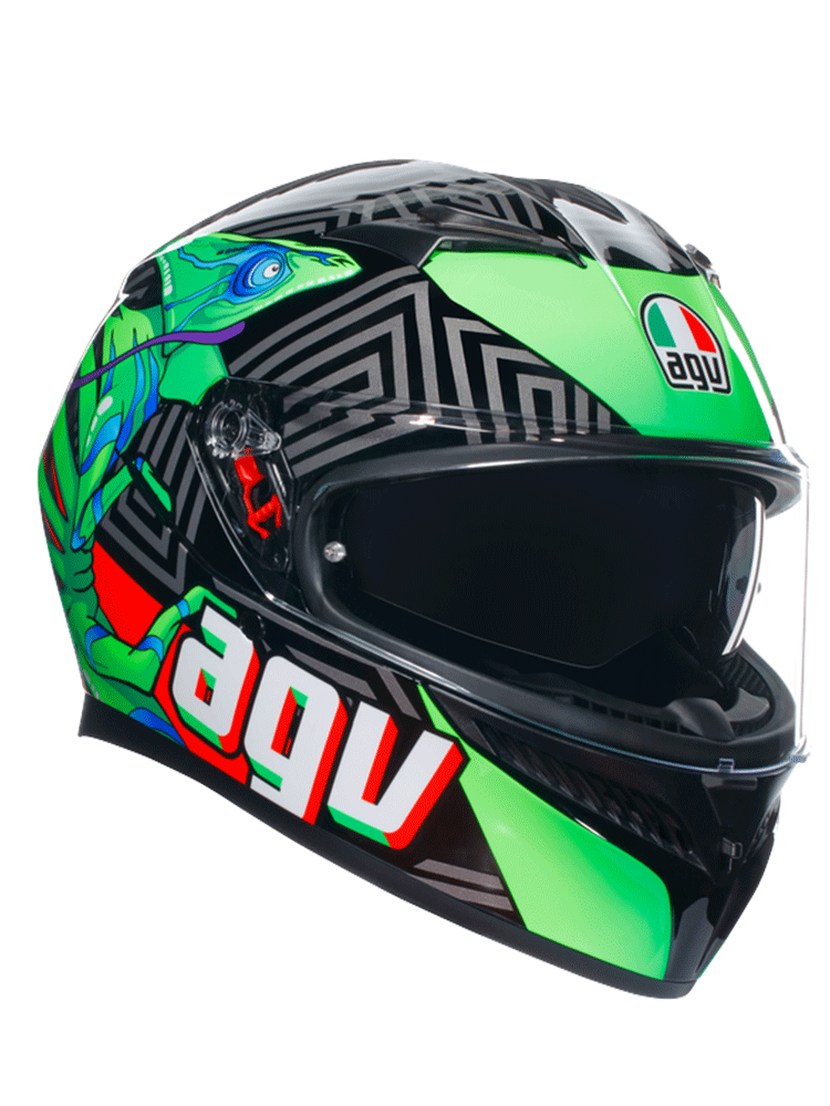 Kask integralny AGV K3 Kamaleon czarno-czerwono-zielony