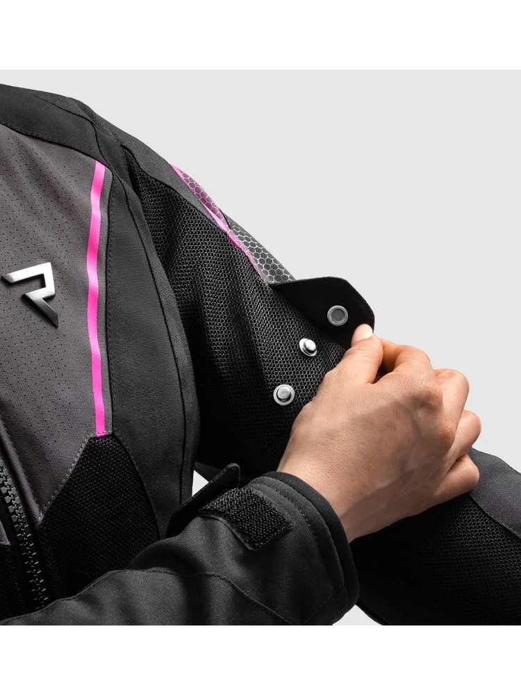 Kurtka motocyklowa damska tekstylna Rebelhorn Hiflow V czarno-szaro-różowa