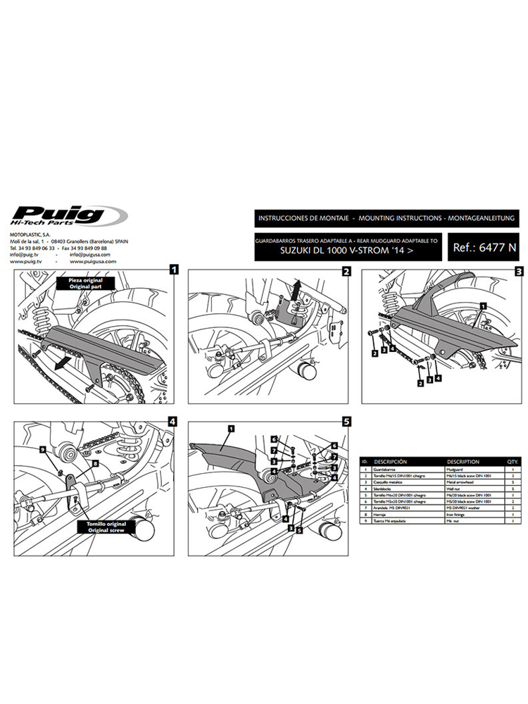 Błotnik tylny PUIG do Suzuki DL1000 V-Strom (14-19), DL1000XT V-Strom (17-19), V-strom 1050/XT (19-21), DL1050 V-Strom (20) karbon