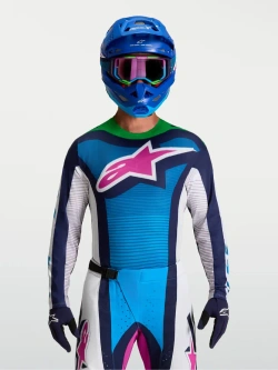 Bluza cross Alpinestars MX Techstar Maven biało-niebiesko-zielona
