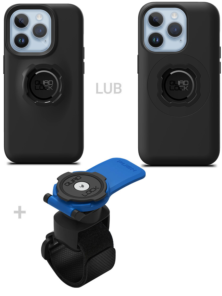 Zestaw: etui na telefon iPhone 14 Pro + uchwyt Quad Lock montowany za pomocą paska z szybkozłączką