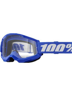 Gogle motocyklowe 100% Strata 2 z przezroczystą szybką niebiesko-białe
