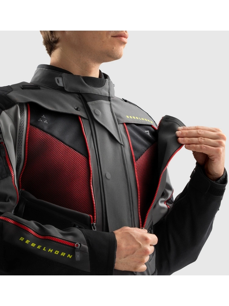 Kurtka motocyklowa tekstylna Rebelhorn Hardy 3.0 czarno-szaro-czerwona