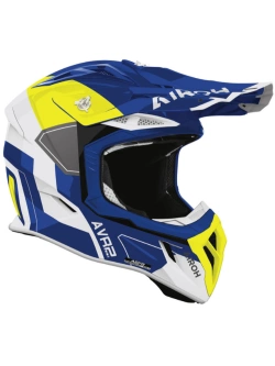 Kask enduro Airoh Aviator Ace 2 Shield biało-żółto-niebieski połysk