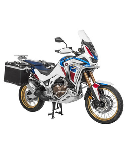 Zestaw: kufry boczne z anodowanego aluminium czarne Zega Evo X + stelaże srebne Touratech Honda CRF1100L Africa Twin (22-)/ Adventure Sports (2 x 45L)