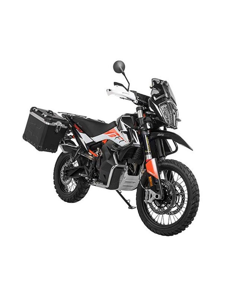 Zestaw: kufry boczne czarne Zega Evo X + stelaże srebrne Touratech KTM 890 Adventure/R, 790 Adventure/R (45/45L)