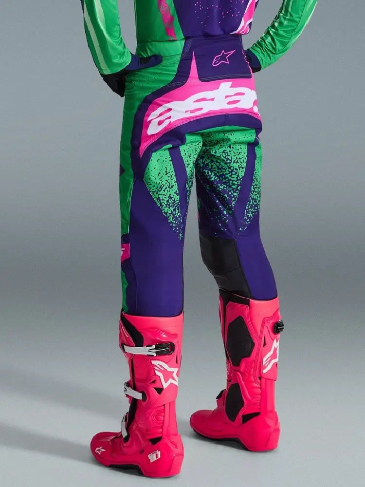 Spodnie cross Alpinestars MX Techstar Nomur niebiesko-zielono-różowe