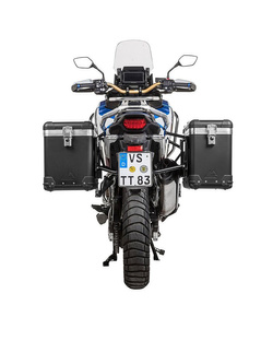 Zestaw: kufry boczne z anodowanego aluminium czarne Zega Pro + stelaże czarne Touratech Honda CRF1100L Africa Twin (22-)/ Adventure Sports (38+45L)