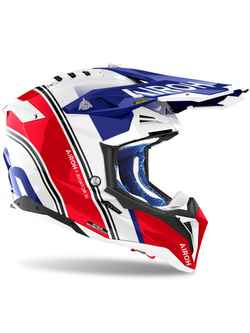 Kask enduro Airoh Aviator 3 Hima biało-niebiesko-czerwony