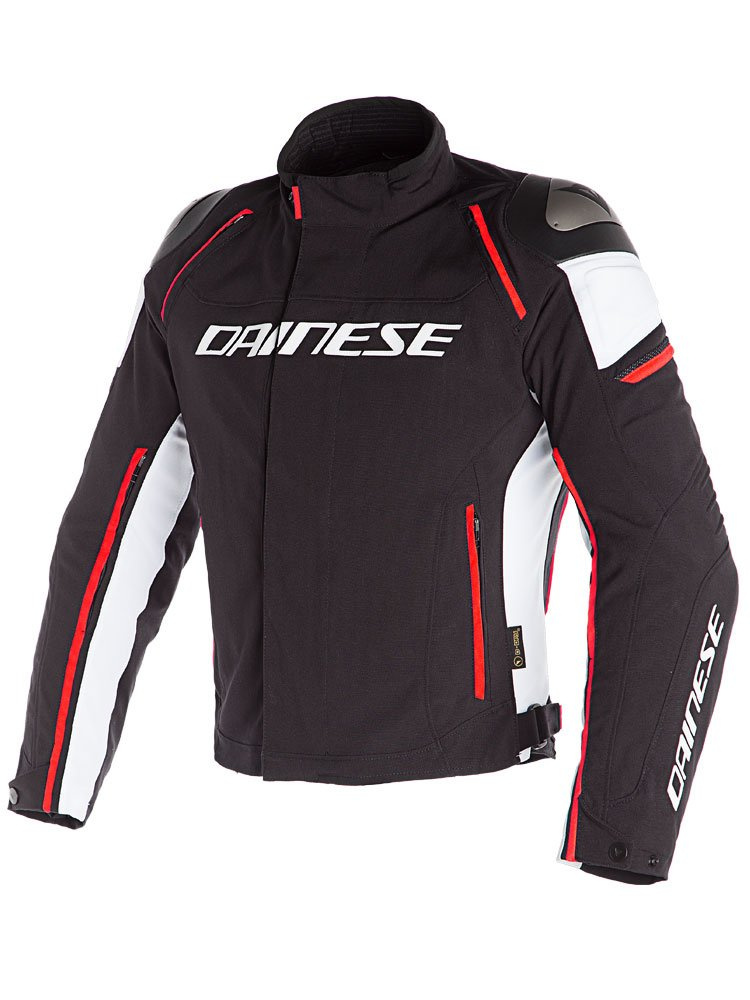 Kurtka motocyklowa tekstylna Dainese Racing 3 D-Dry czarno-biało-fluo czerwona