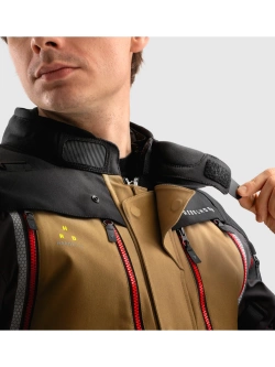 Kurtka motocyklowa tekstylna Rebelhorn Hardy 3.0 brązowo-szaro-czerwona