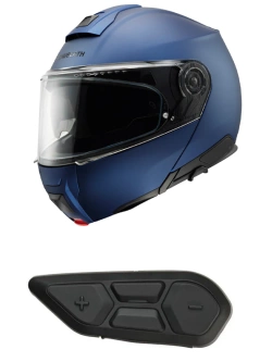 Zestaw: kask szczękowy Schuberth C5 niebieski matowy + dedykowany interkom motocyklowy 