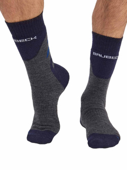 Skarpety termoaktywne Brubeck Trekking Merino grafitowo-niebieskie