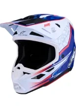 Kask enduro Alpinestars SM7 Blaster biało-niebiesko-czerwony połysk