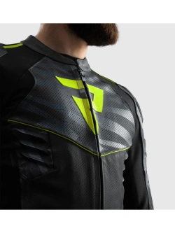Kurtka motocyklowa skórzana Rebelhorn Vandal 2 czarno-szara-fluo